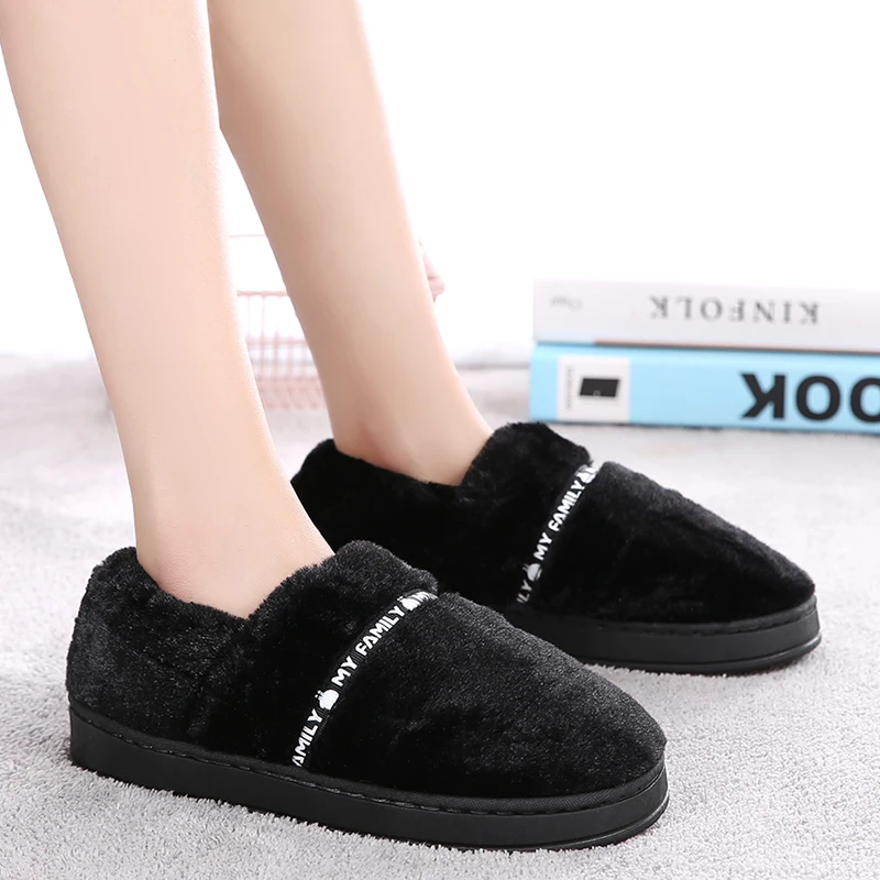 

2021Winter Women's Snow Fur Shoes Faux Fur Cross Strap Flat Slippers Non-slip Indoor Non-slip Gome Shoes Women's Slippers ladies