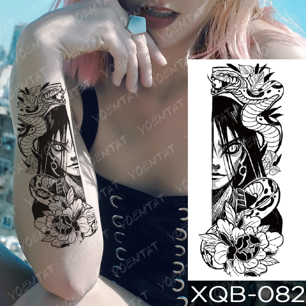 Водонепроницаемая временная татуировка наклейка Kurama Orochimaru Snake Flash Tattoos Old School Body Art Arm Fake Tatoo Women Men on.