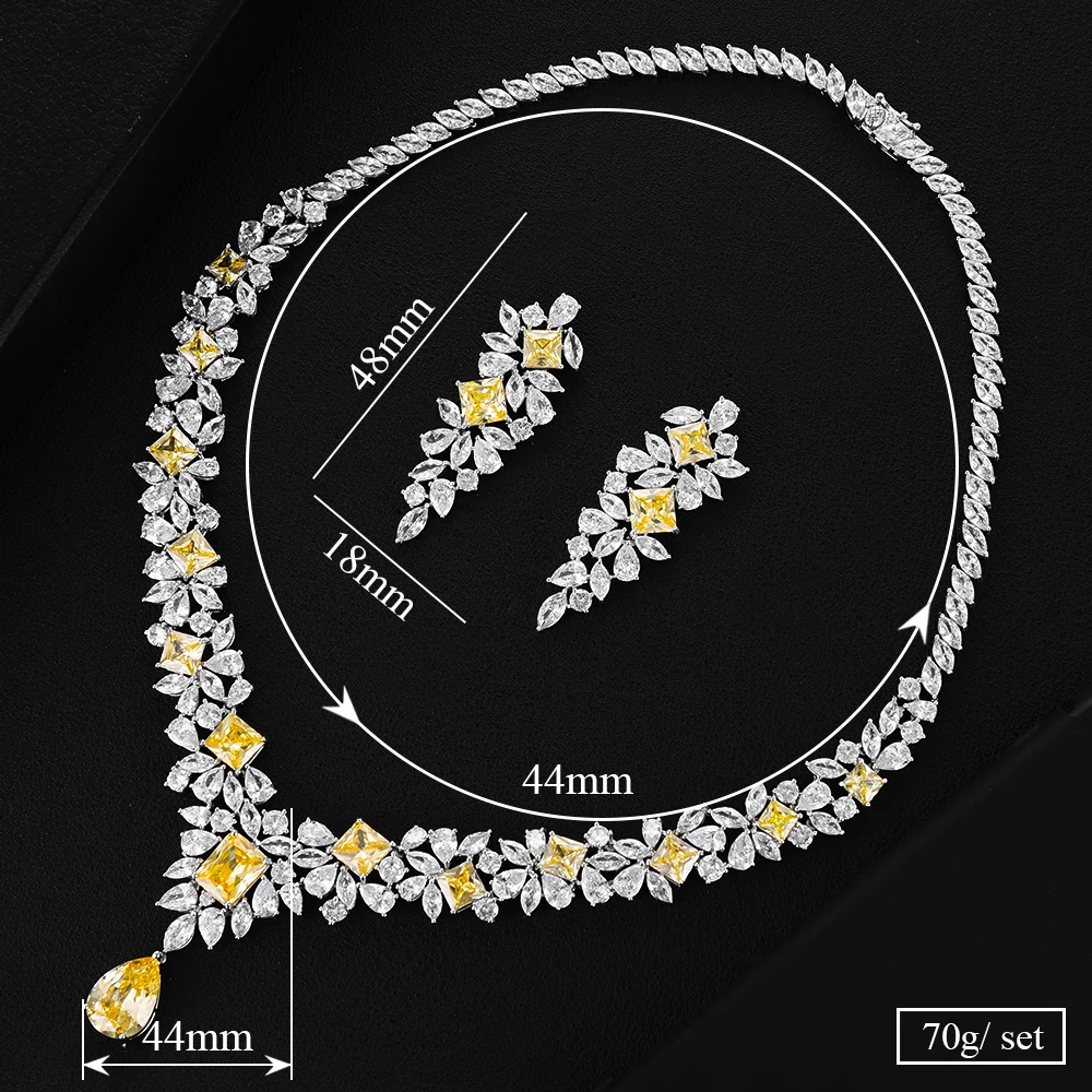 

missvikki Super Luxury Princess Waterdrop Crystal Necklace Earring Jewelry Sets Full AAA Cubic Zirconia Bijoux High Quality