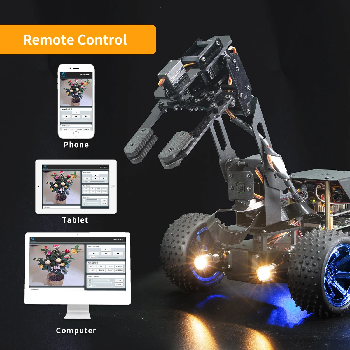 Bestellen Adeept PiCar Pro Smart Roboter Auto Kit 2-in-1 4WD Auto Roboter Mit 4-DOF Robotic Arm Für Raspberry Pi