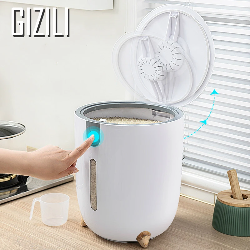 

5/10Kg Kitchen Plastic Rice Bucket Insect-Proof Moisture-Proof Sealed Rice Barrel Household Metering Grain Food Storage Rice Box