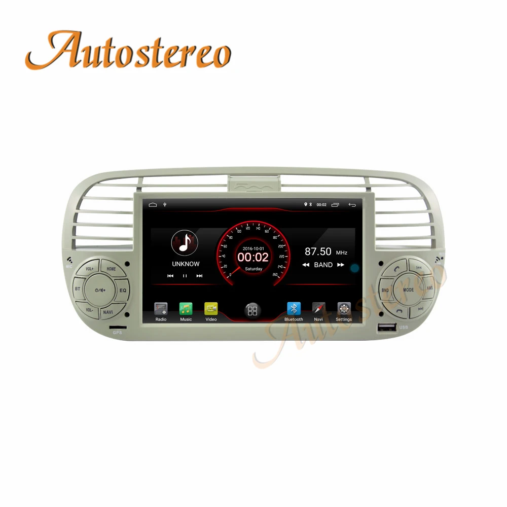 Android 9.0 Car NO DVD Player GPS Navigation For FIAT 500 2007-2014 Multimedia Stereo Head Unit Auto Radio ISP Screen - купить по