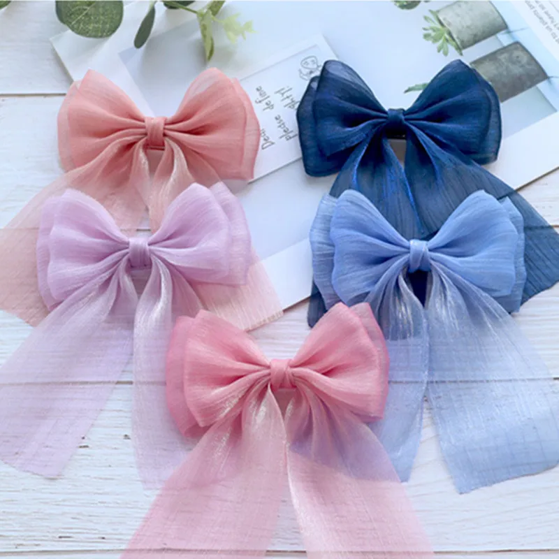 1PC Gauze Big Barrette Bow Baby Top Clip Kid Streamer Hairpin Children Little Fairy Colored Hairgrip For Girls Hair Accessories |