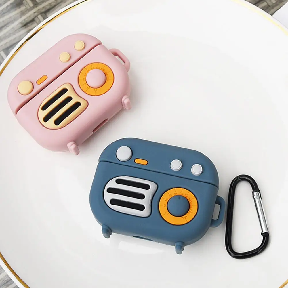

Anti-falling Shockproof Earphone Case Cartoon Radio Shape Wireless Earphone Silicone Protective Cover for AirPods Pro