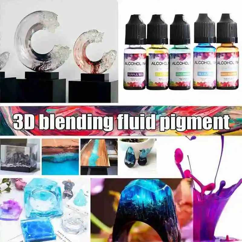 

26 Colors DIY Epoxy Resin Diffusion Pigment 3D Blurring Fluid Colorant Dye Ink Diffusion For Resin Crafts