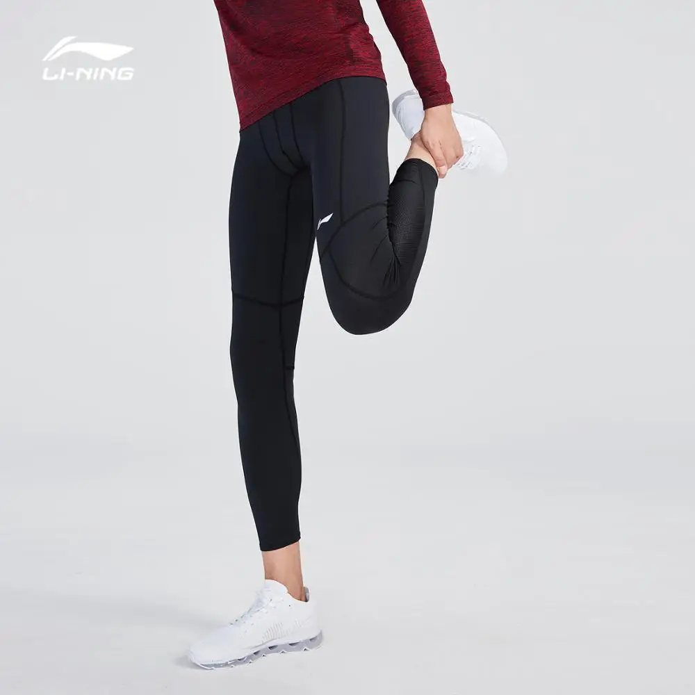 Li-Ning, мужская тренировочная серия, базовый слой, 84% полиэстер, 16% спандекс, эластичная подкладка на талии, удобные облегающие брюки, AULN143 MKY424