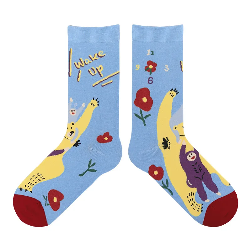 

Cartoon Woman Sock Time Series Socks for Women Casual Crew Sox Couples Cotton Spring Autumn Cute Fashion Trend Simple Sokken