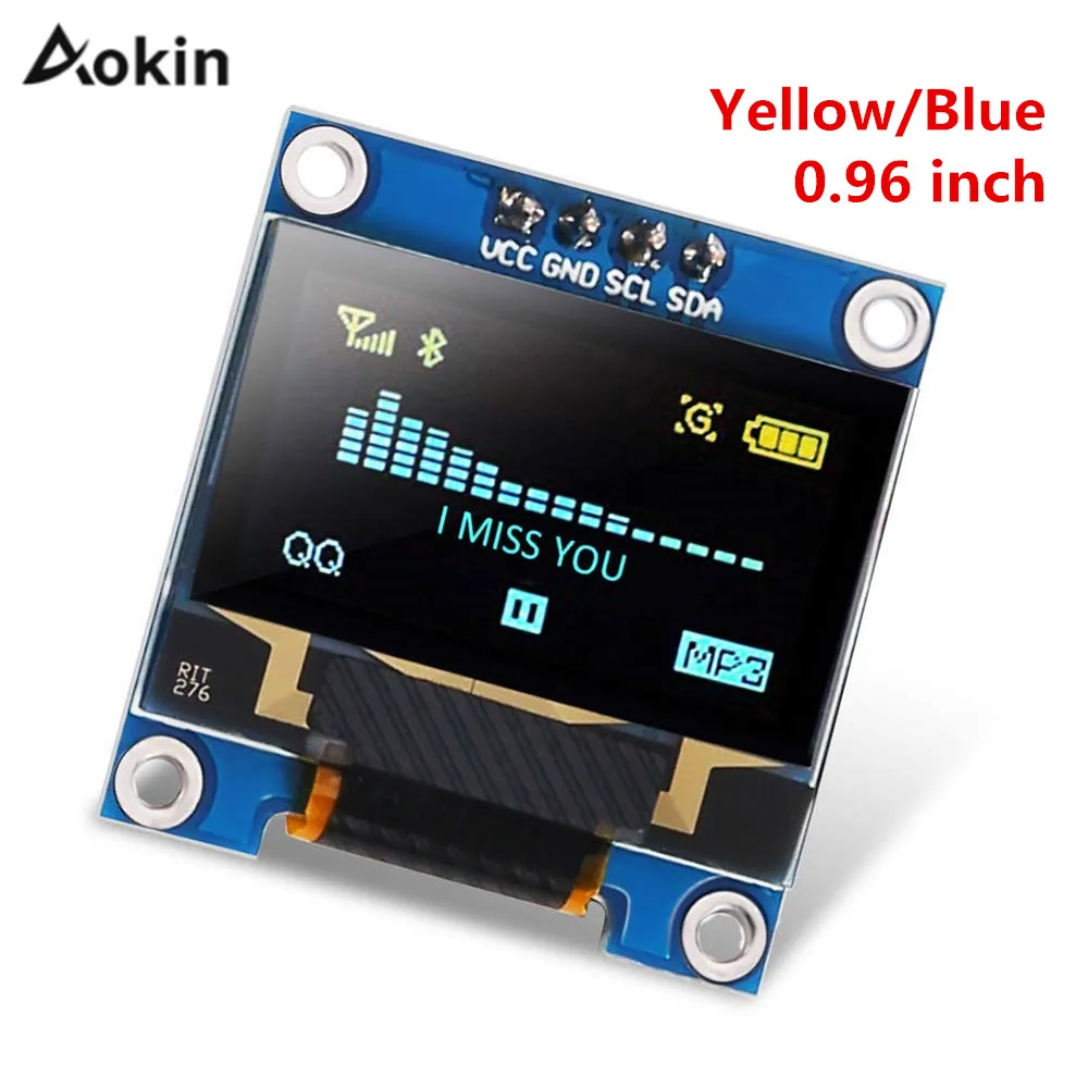 Aokin 0 96 дюймов OLED IIC Серийный синий модуль дисплея 128X64 I2C SSD1306 12864 плата с ЖК экраном