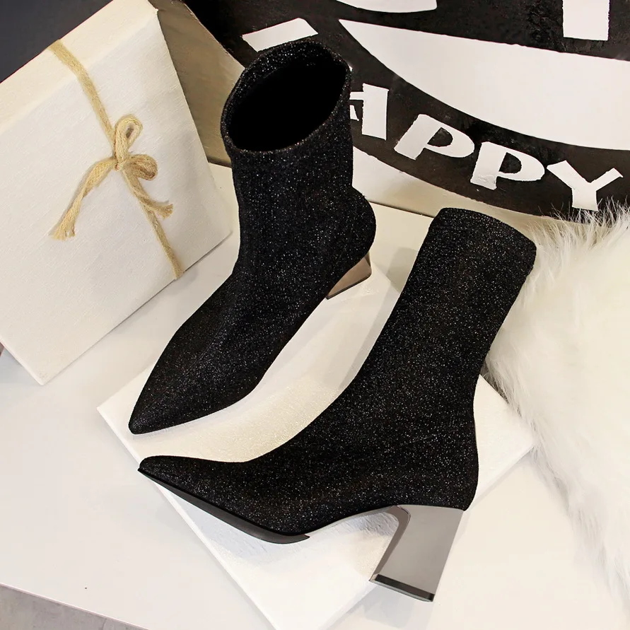 Пикантные облегающие короткие женские сапоги в европейском и американском стиле