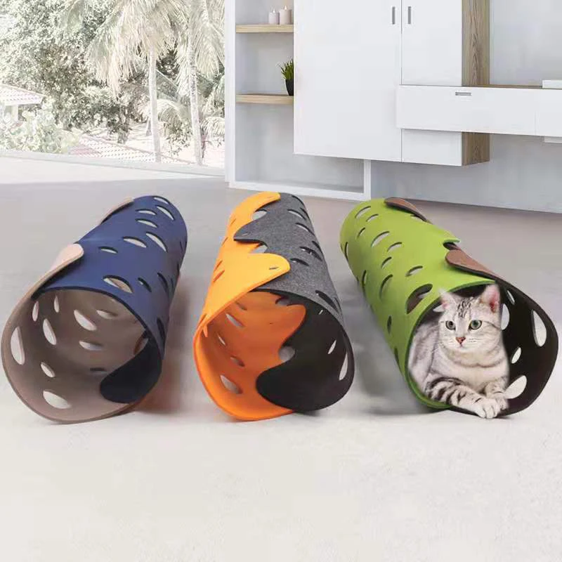 Cat Tunnel Felt Mat Toy Collapsible Cats Tube Toys Cave Nest DIY Combination Play Tunnels Pet Interactive Toy