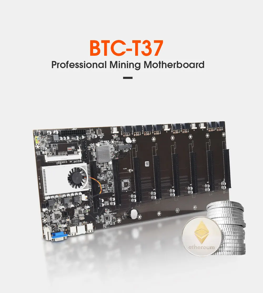 

BTC-37 Miner материнская плата Процессор набор 8 видео слот для карт памяти DDR3 памяти встроенный VGA