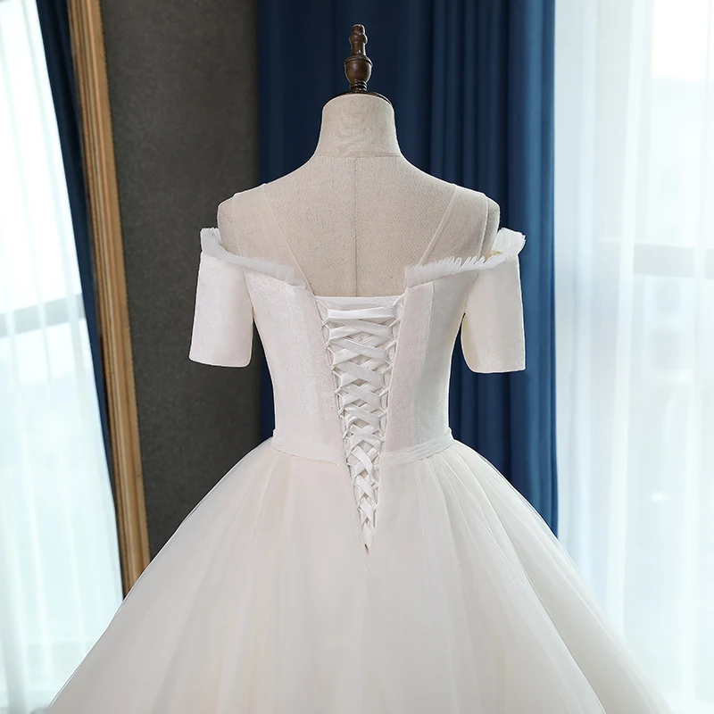 Fansmile короткий рукав качество Vestido De Noiva кружевное свадебное платье размера плюс Индивидуальные свадебные платья свадебное платье FSM-067F