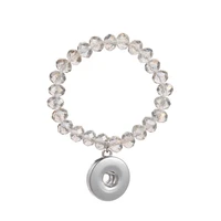 children girls crystal beads bracelet metal 18mm snap buttons wristband fashion stretch teen kids glass bracelets jewelry