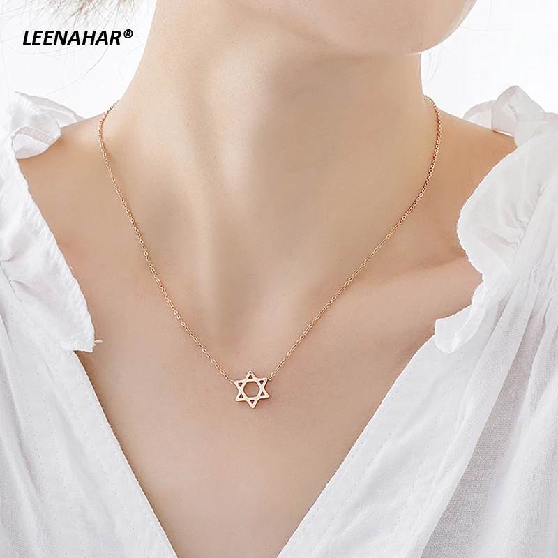 1 шт. позолоченное ожерелье из нержавеющей стали с изображением еврейской звезды