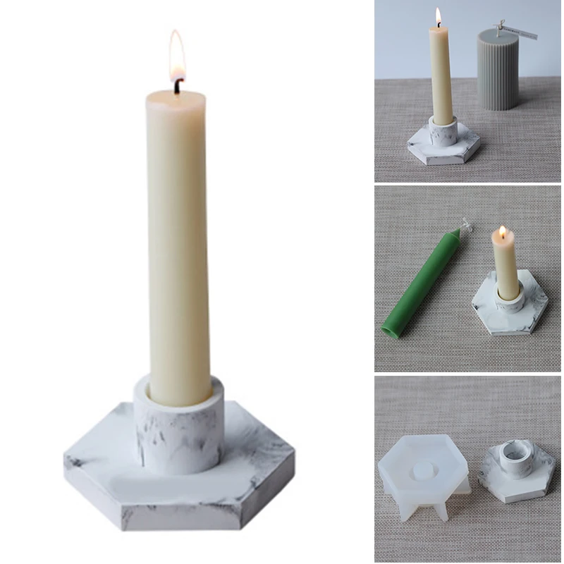 Силиконовая шестиугольная форма для подсвечников эпоксидная литья под