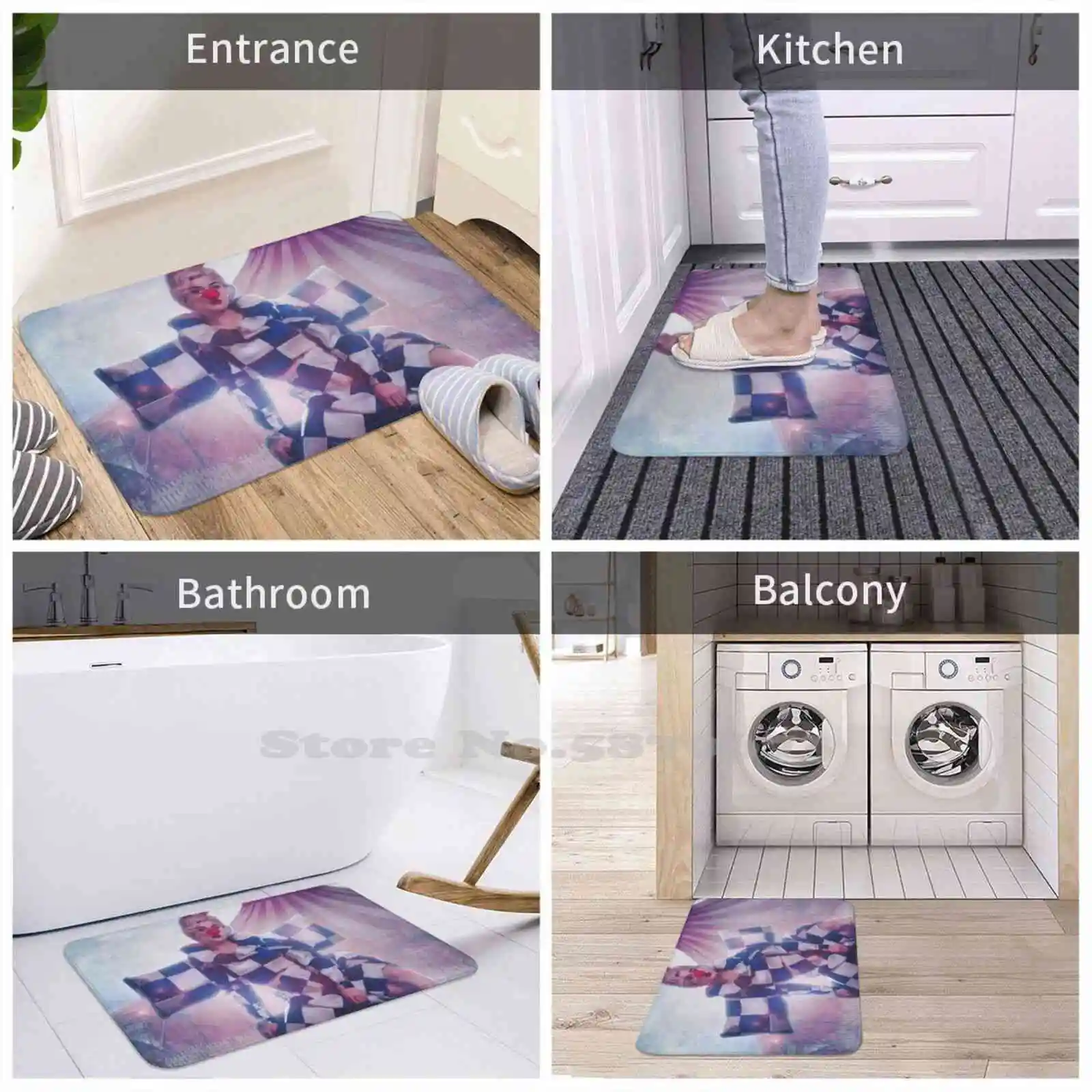 Мягкий коврик Smile домашний с рисунком неонового флага и неба