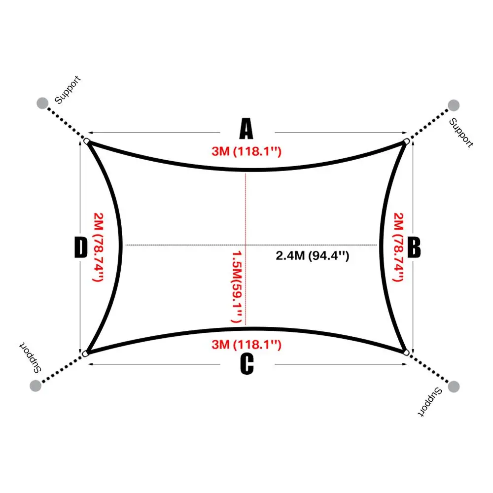 Садовый тент парус солнечный водостойкий защита от УФ лучей прямоугольная