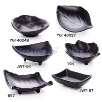 2pcs irregular shape soy sauce dish black frosted melamine dip plate cooking sauce cute sushi plates desert snacks dishes