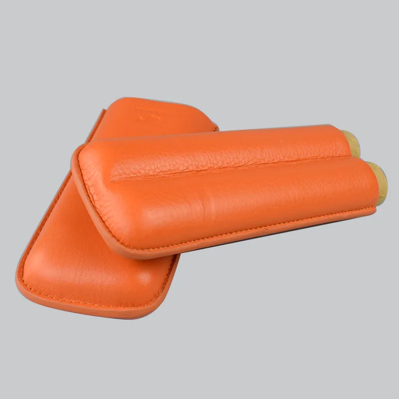 COHIBA оранжевый мягкий кожаный чехол для сигар 2 трубки с красивой подарочной