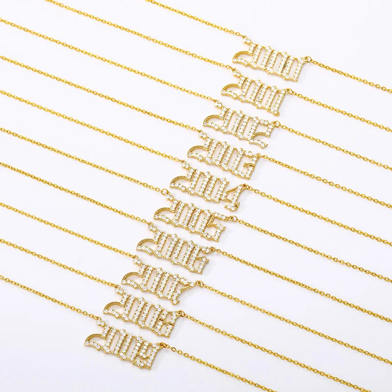 

1985-2020 Year Number Necklaces Digital Stainless Steel Chain Gold Creative Birth Year Pendant Necklace Friends Gifts Wholesale