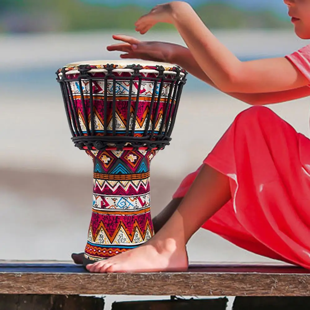 

Djembe African Drum 8 Inch GoatSkin Drumhead Pre-tuned Lightweight ABS Resin Percussion Instrument for Beginners Kids Travel