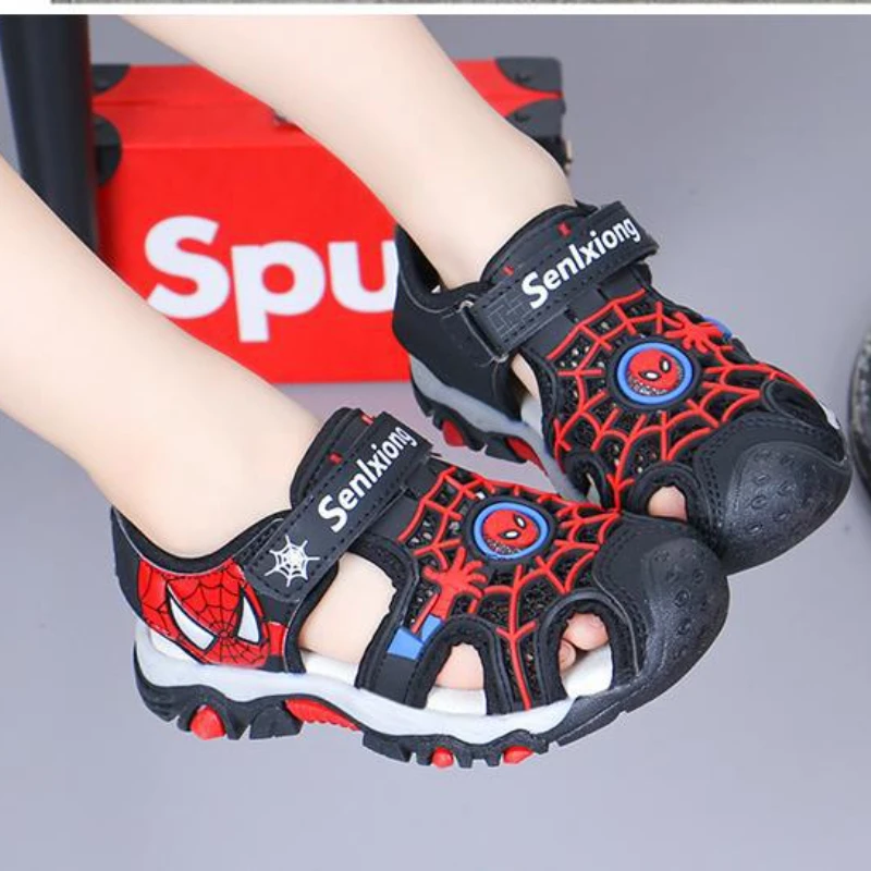Angel children's shoes sandals summer children's new sandals baby beach shoes Baotou soft bottom Spiderman net red sports