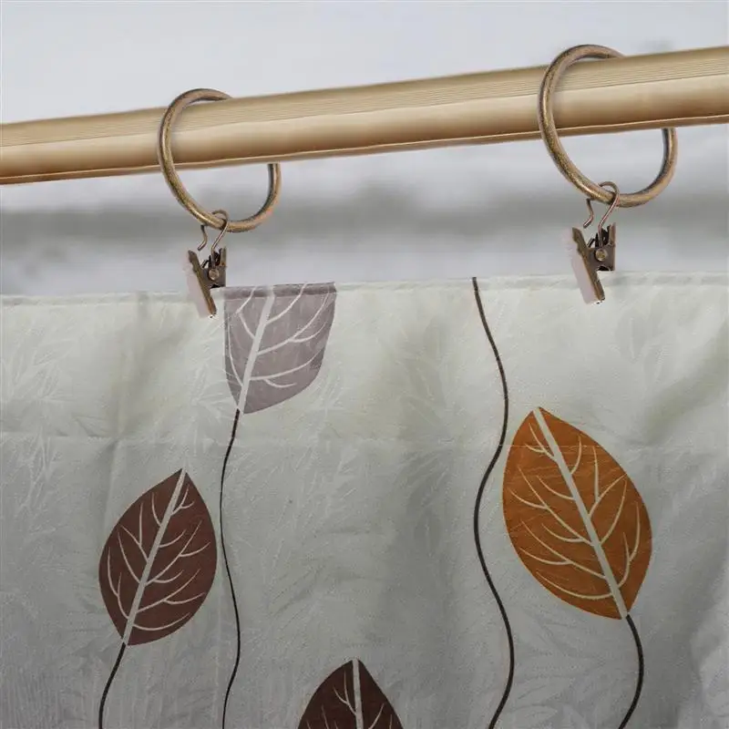 

50pcs Household Bathroom Rods Rings Shower Curtain Rings Hanging Clips