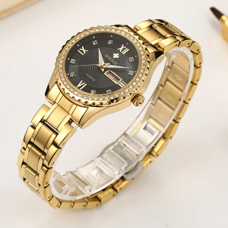 

WWOOR Watches Woman 2021 Famous Brand Gold Elegant Ladies Wrist Watch Waterproof Rhinestone Women Watches Relogio Feminino