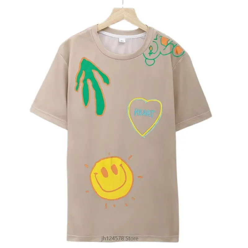 

Men Hip Hop Streetwear 3D T-Shirt Happy Sun Heart Letter 3D Print Tshirt 2021 New Men Summer Short Sleeve Harajuku Tops Tees