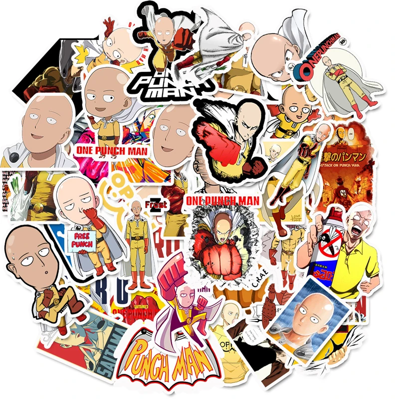 49Pcs/lot Japanese Anime ONE PUNCH-MAN Stickers For Car Laptop Phone Motorcycle Skateboard Bicycle Cartoon Sticker
