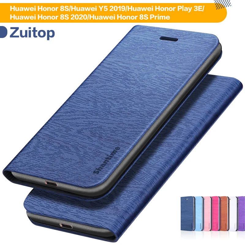 Кожаный чехол с текстурой древесины для Huawei Honor 8S 2020 Prime Y5 2019 Play 3E чехол-бумажник