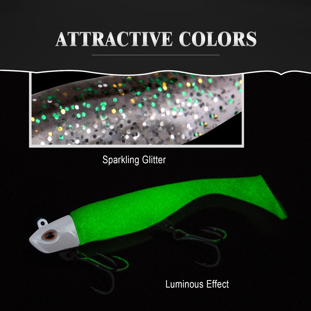 

Goture 5pcs/lot Soft Lure Black Minnow Swimbait Artificial Bait for Carp Fishing Jig Head Fishing Lures (1Head + 2Tail)