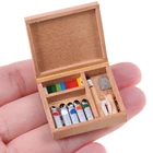 Коробка для рисования кукольного домика в масштабе 1:12, миниатюрная коробка для рисования, пигментные палочки, детали для кукольного домика сделай сам, игрушечные Миниатюрные аксессуары