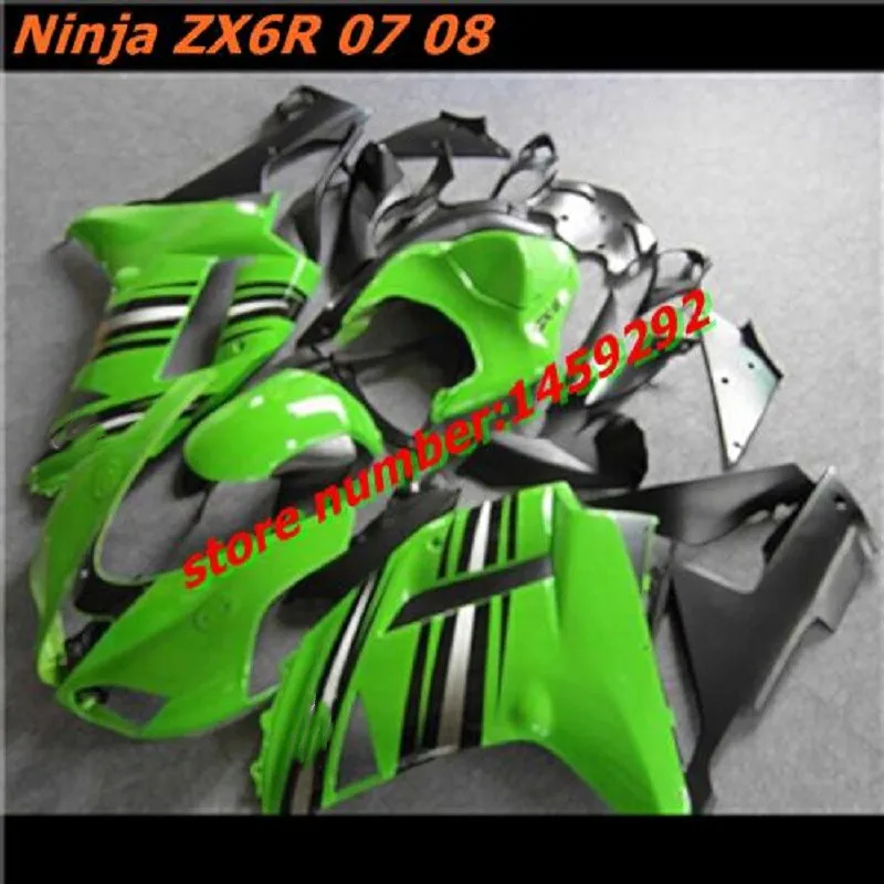 

Новый комплект обтекателей для мотоцикла ABS, подходит для Kawasaki Ninja ZX-6R 636 07 08 ZX6R 2007 2008, зеленый, черный