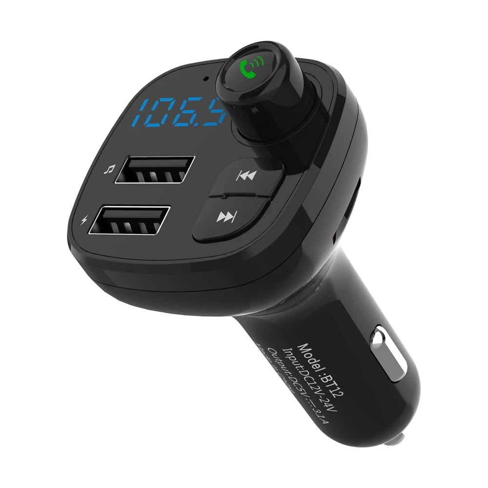 Bluetooth 5 0 MP3 плеер Handsfree Car Kit FM передатчик Поддержка TF карта U диск QC3.012V для быстрой