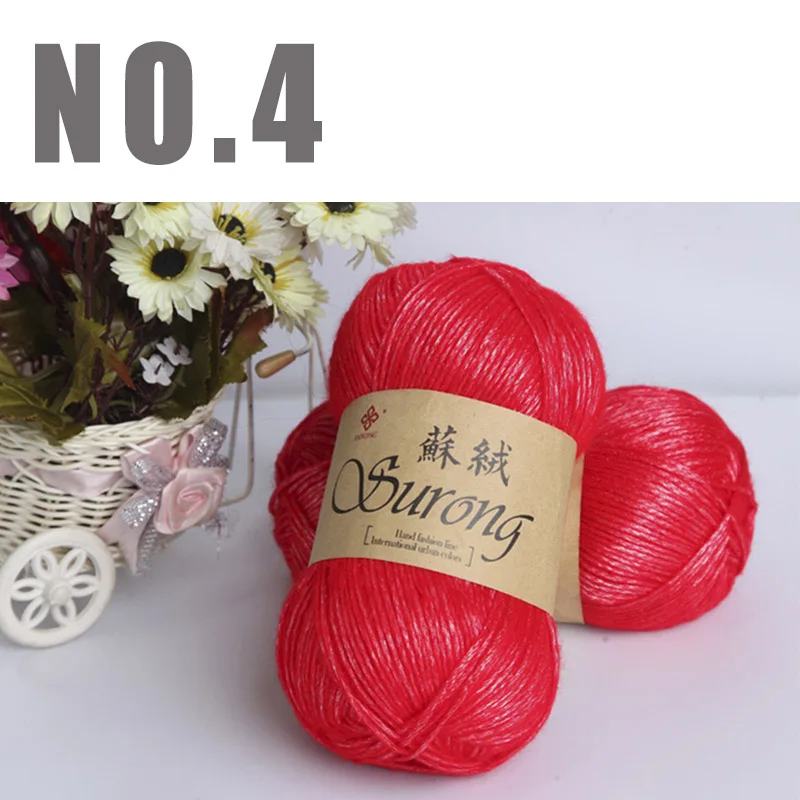 NO4 red yarn 1 кг, шелковая хлопковая пряжа для вязания крючком, рукоделие, Толстая шерстяная пряжа для вязания, ручная вязка, шарф, свитер - Цвет: NO4 red yarn