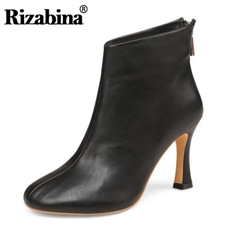 RIZABINA/новые женские ботильоны из натуральной кожи Зимняя дизайнерская обувь на