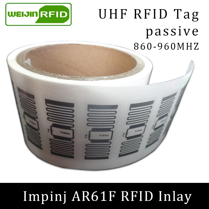 RFID наклейка UHF тег impinj MonzaR6 AR61F влажная инкрустация 915 МГц 900 868 МГц 860-960 МГц EPCC1G2 6C умный клей Пассивная RFID этикетка