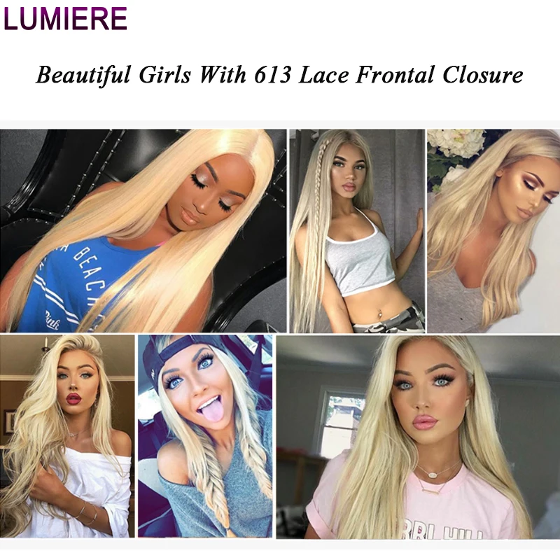 Lumiere волосы 13X4 синтетический фронтальный синтетическое закрытие бразильские 613 прямые человеческие волосы лобовое ухо к уху блонд фронтальная Remy