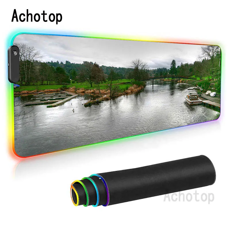 

Landscape Mouse Pad RGB Mousepad Large Size Rectangular Washable Suitable for Home Desktop Computer Office Laptop LED Mouse Mat