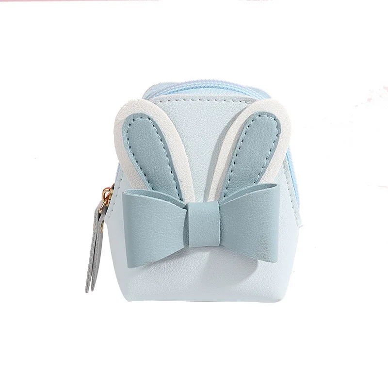 

Han Feng fashion simple rabbit ears bow purse PU leather coin package card bag keychain zip short