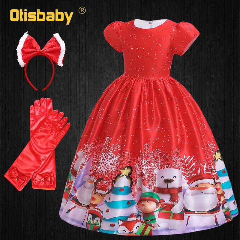 SD052 Set Нарядное длинное рождественское платье для девочек, одежда для девочек, новогодние вечерние платья Феи Санта Клауса, элегантный Детский костюм - Цвет: SD052 Set