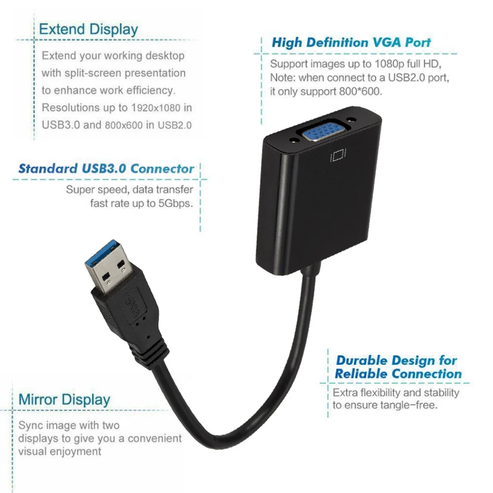 Кабель-адаптер USB 3 0 на VGA внешняя видеокарта конвертер мультидисплея адаптер для