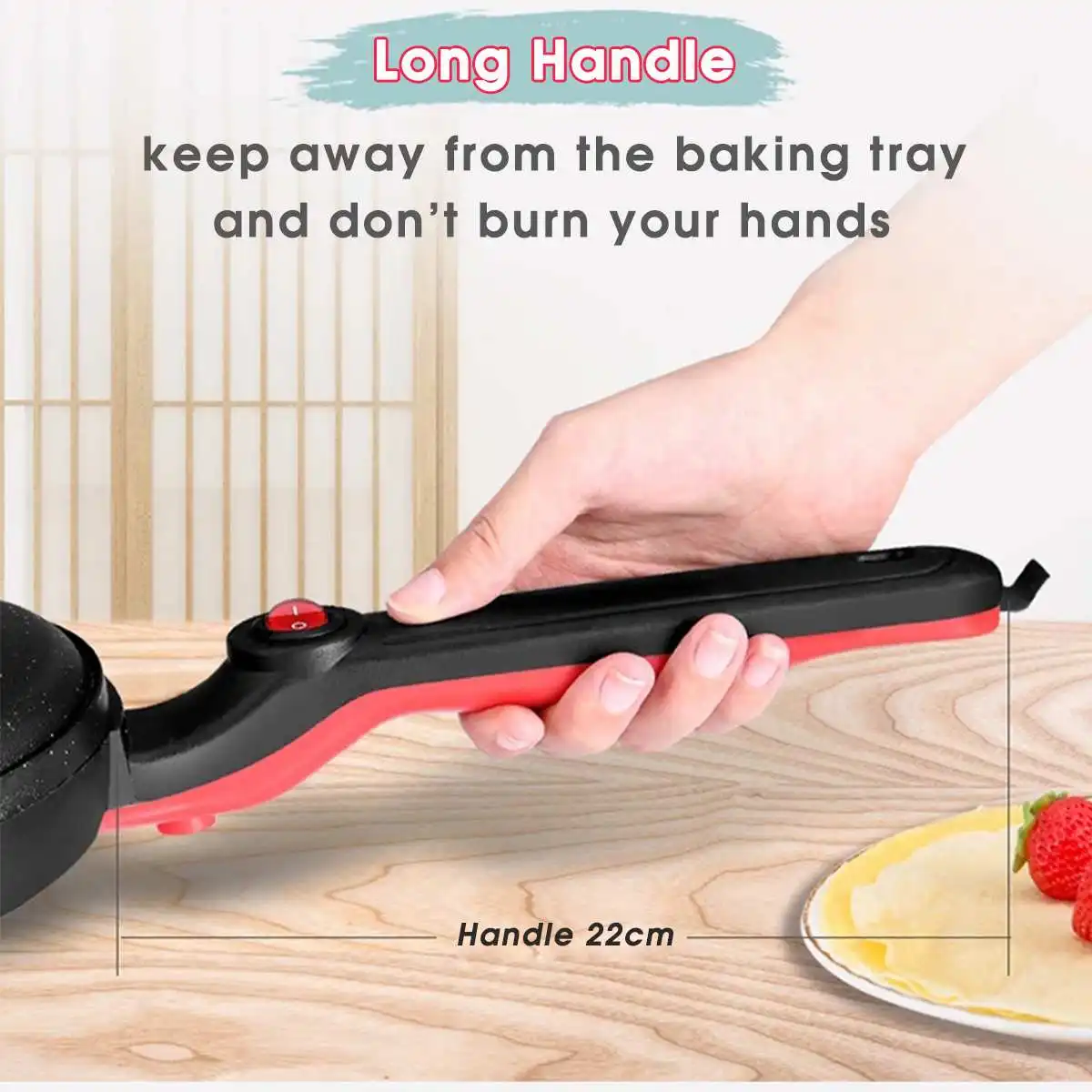 

Non-stick Electric Crepe Pizza Maker Pancake Machine 220V 900W Griddle Baking Pan Cake Machine Household Kitchen Cooking Tools