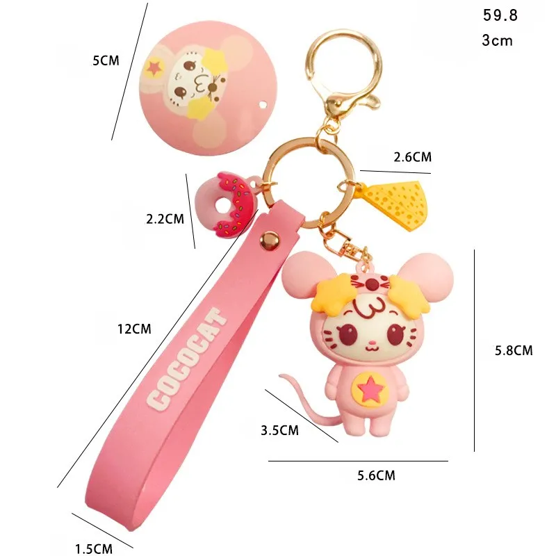 

AugustNew Cartoon Lucky Star Cat Keychain Cocoa Drop Glue Doughnut Key Chains Creative Cute Lovers Bag Car Decoration Key Ring