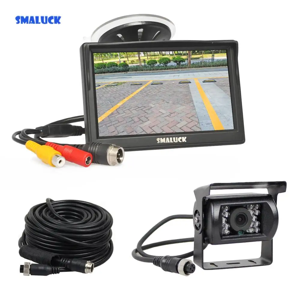 SMALUCK 5 &quotDC12V-24V 4PIN обратный автомобильный монитор заднего вида Водонепроницаемый