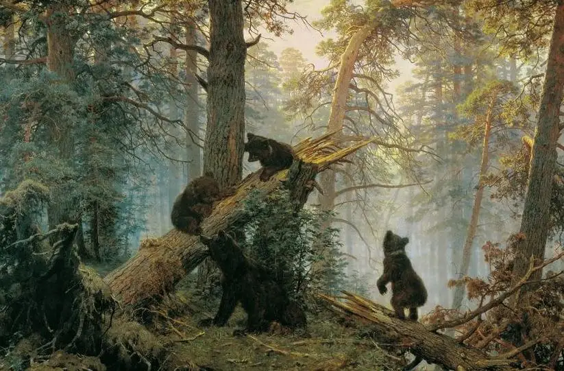 

Картина маслом «медведь в сосновом лесу», Набор для вышивки крестиком, стильная вышивка, Рисунок 14 карат, ручная работа