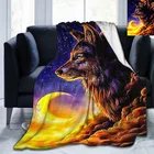 Домашнее мягкое фланелевое одеяло с изображением мультяшного волка, теплое одеяло для гостинойспальни