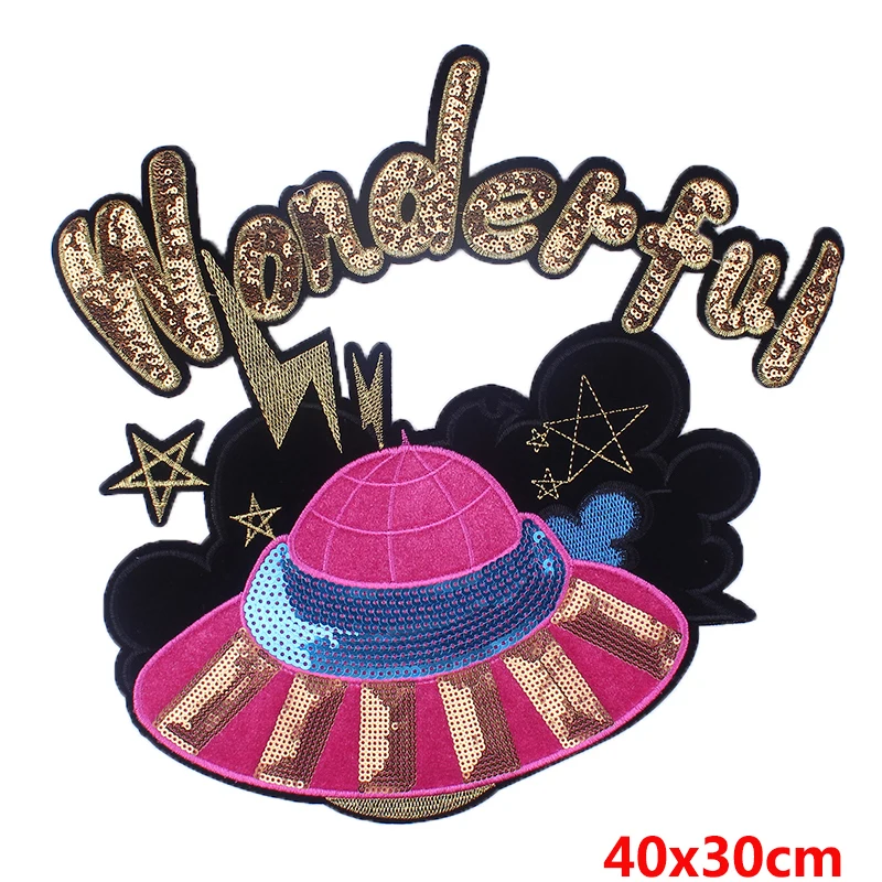 DIY Felt Fabric Bear Patches Large Size Embroidered Sewing On Patch For Clothing Jacket Cartoon Wonderful UFO Applique Decor | Дом и сад