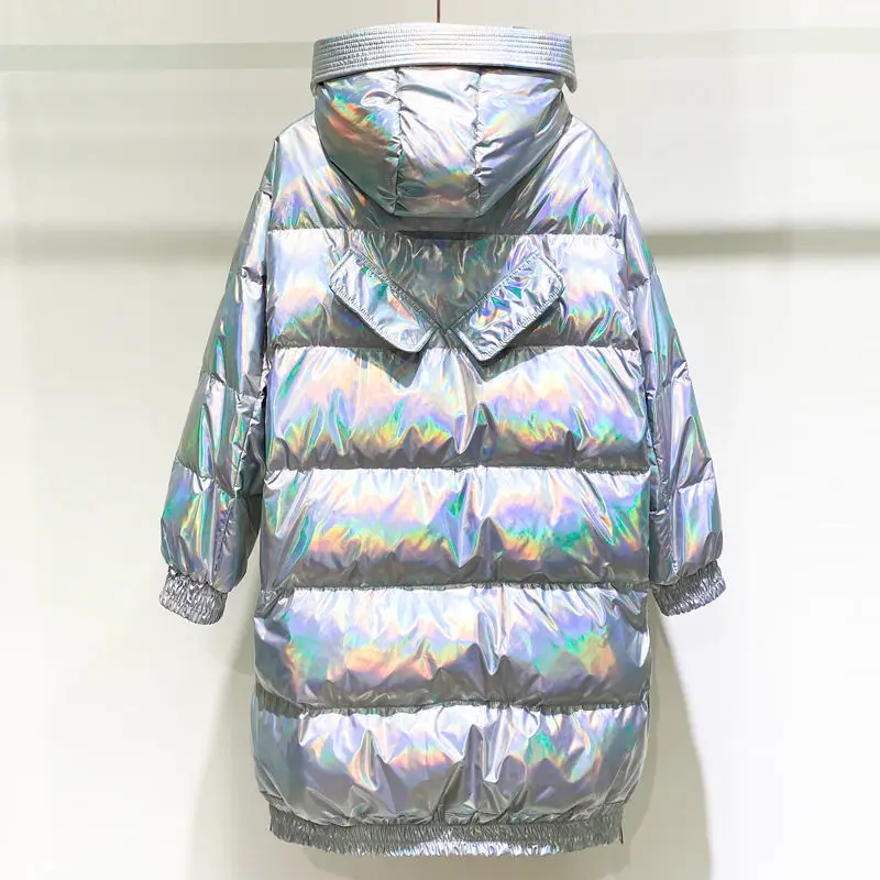 2020 Winter Women Down Coat Jacket Women's Mid-Length New Men And With The Same Style Couples Laser Shiny | Женская одежда